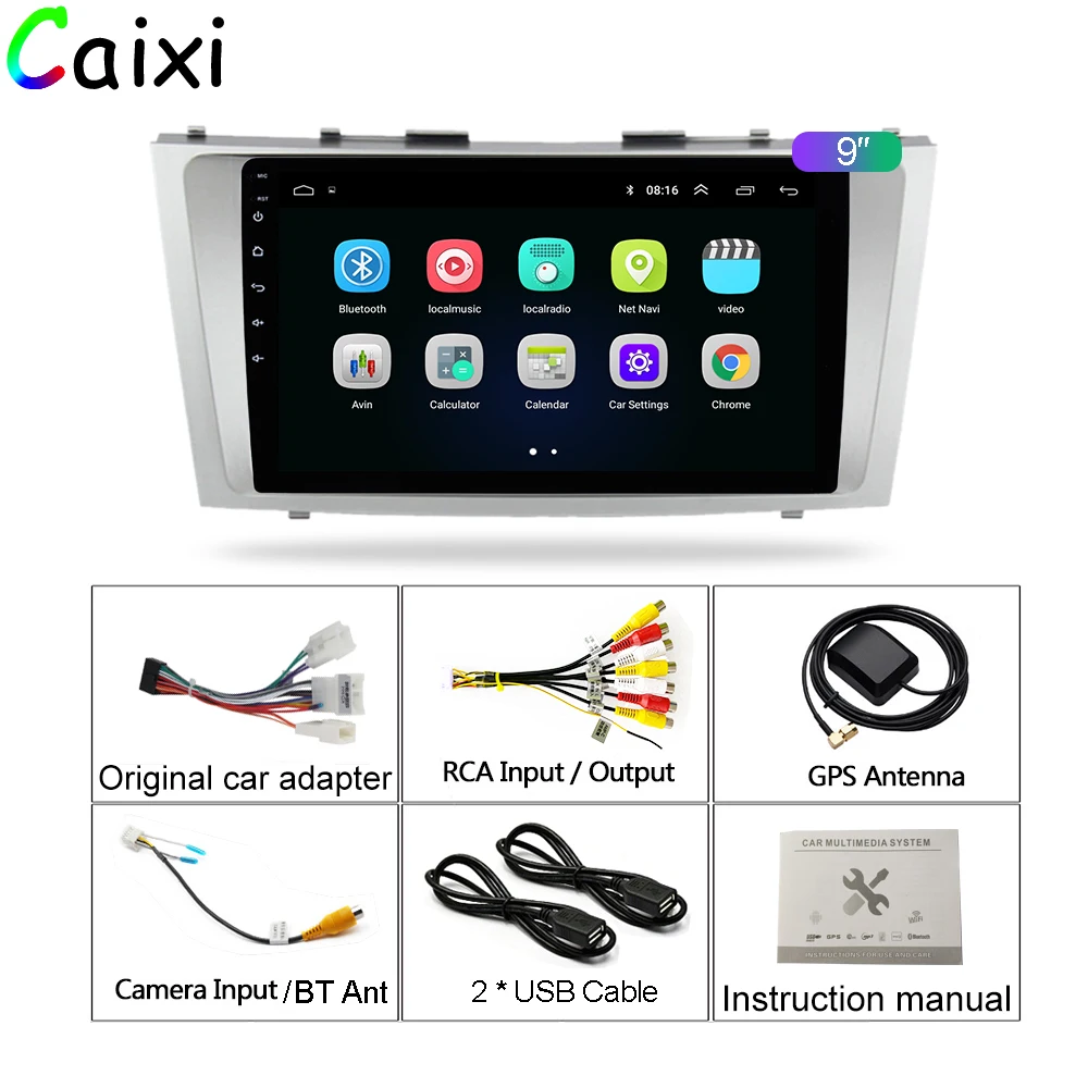 Автомобиль Xi 2din 9 дюймов 2.5D Android 8,1 Автомобильный DVD Радио мультимедийный плеер для Toyota Camry 2007 2008 2009 2010 2011 Навигация gps