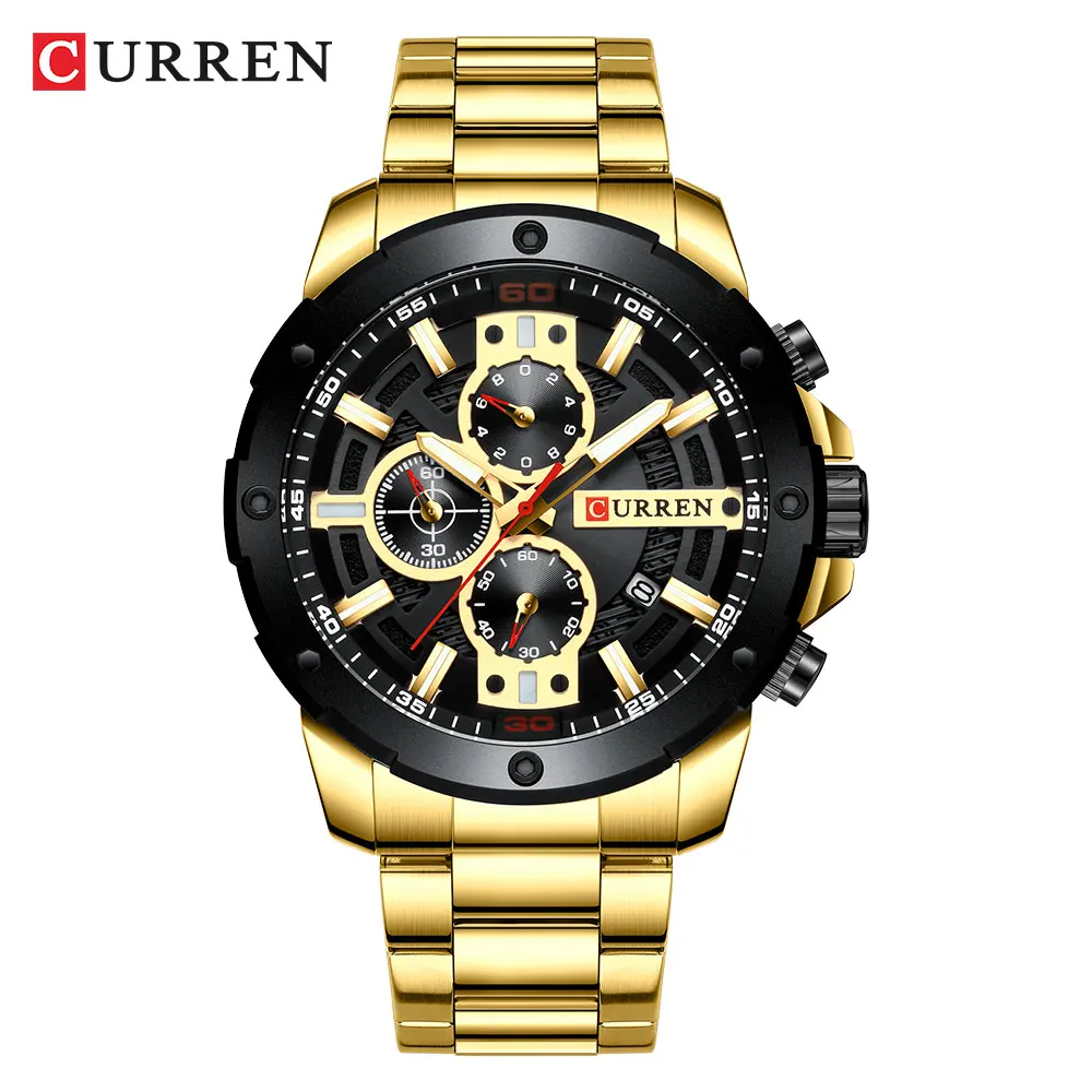 Newest CURREN Watch Top Luxury Brand Men Stylish Business Steel Quartz Watches Classy Sport Chronograph Clocks Gift 2019 | Наручные часы