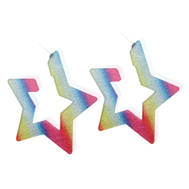 NeeFu WoFu Transparent PVC Earring star Big Earrings Fluorescent yellow Large resin earrings Brinco Ear Oorbellen Christmas | Украшения и
