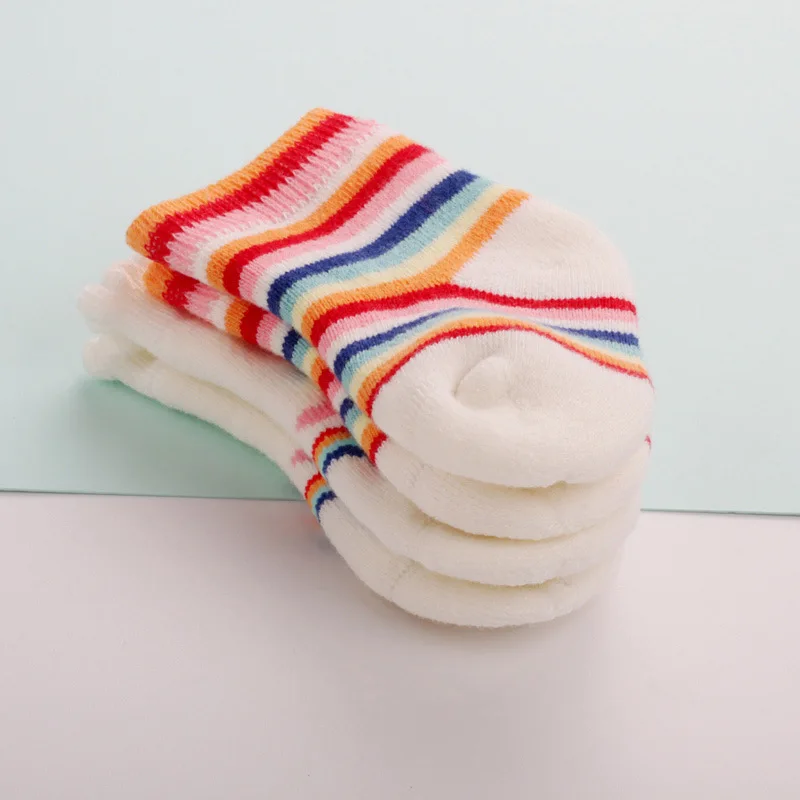 Новинка Осень-зима 2019 утолщенные милые носки для малышей с радужным кольцом