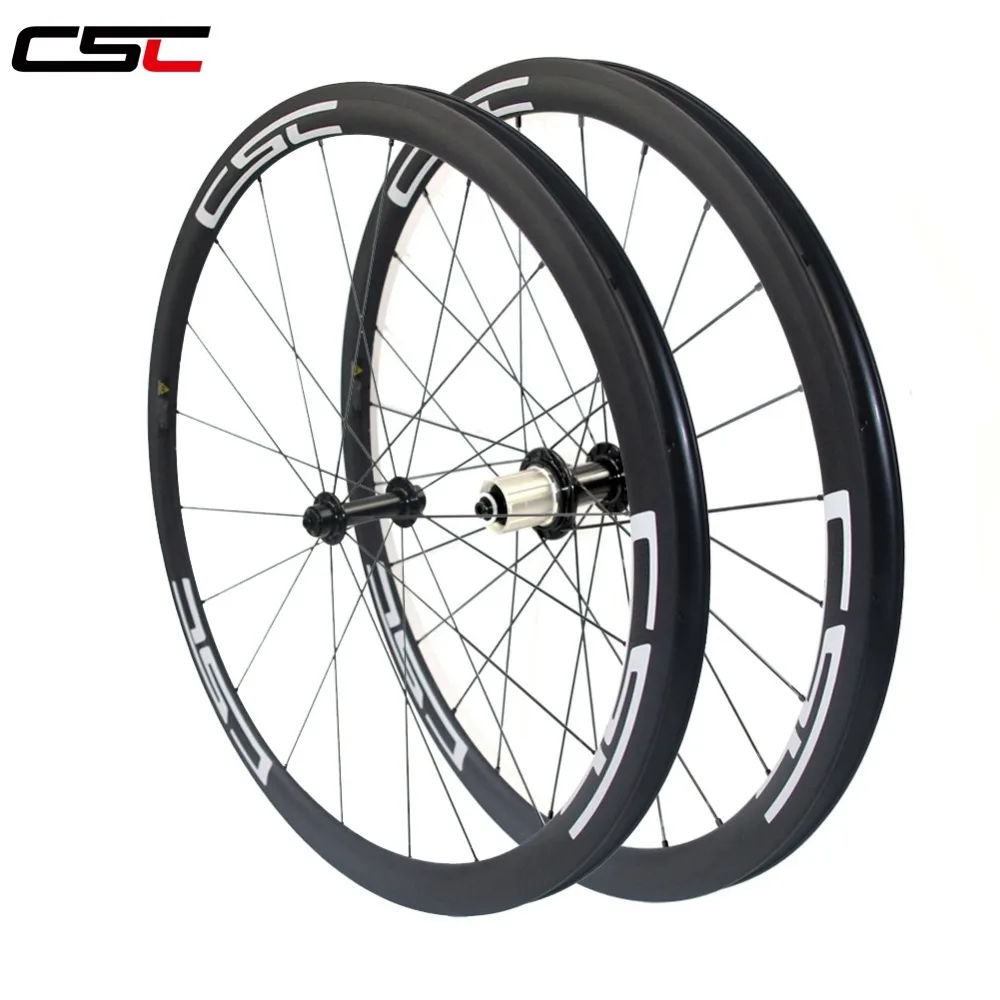 

CSC 700C 38mm Depth 25mm wide clincher SAT No outer holes carbon road bicycle wheelset Tubeless ready R13 hub sapim pillar 1420