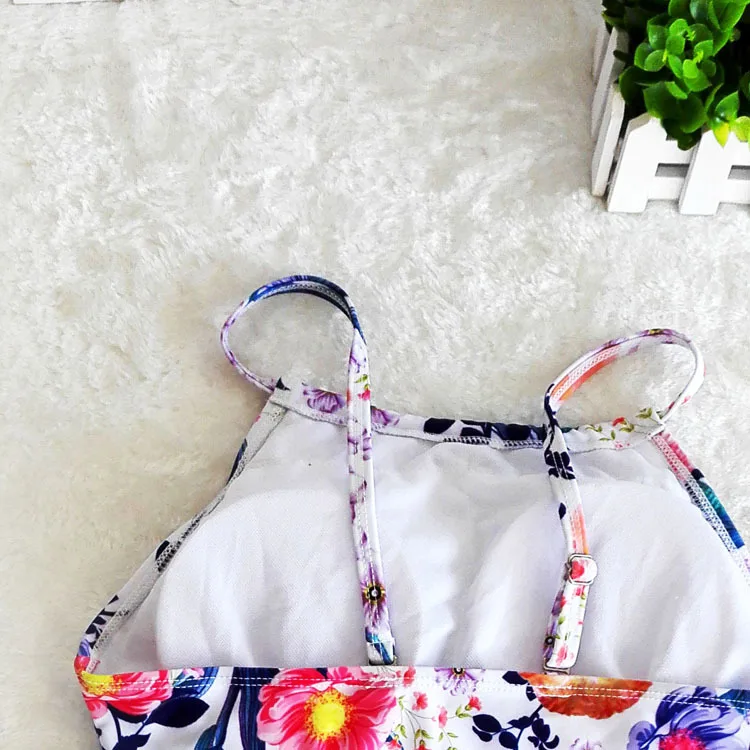 Женский купальный костюм с чашками пуш-ап и цветочным принтом | Женская одежда