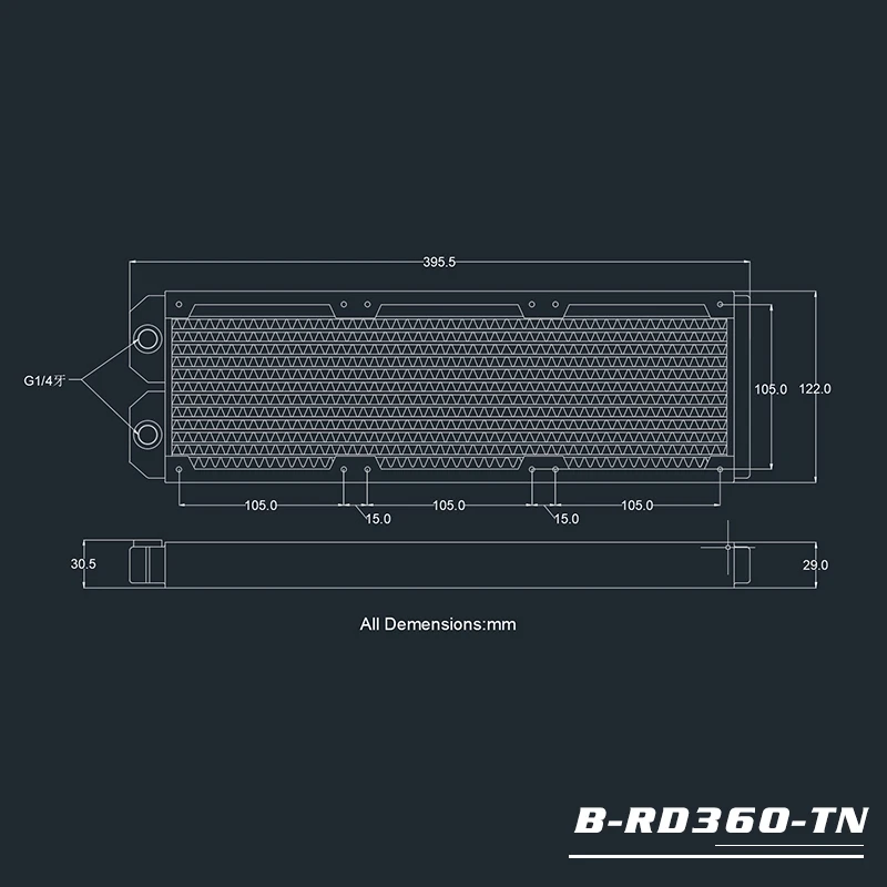 Bykski EVO EV-RD360-CU 360 мм 3x120 мм медный радиатор водяного охлаждения