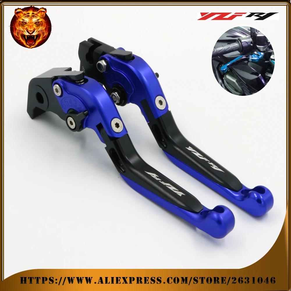

Для мотоцикла YAMAHA YZFR1 YZF-R1 2004 05 06 07 2008 синий + черный Регулируемый складной выдвижной тормозной рычаг сцепления с логотипом YZF R1
