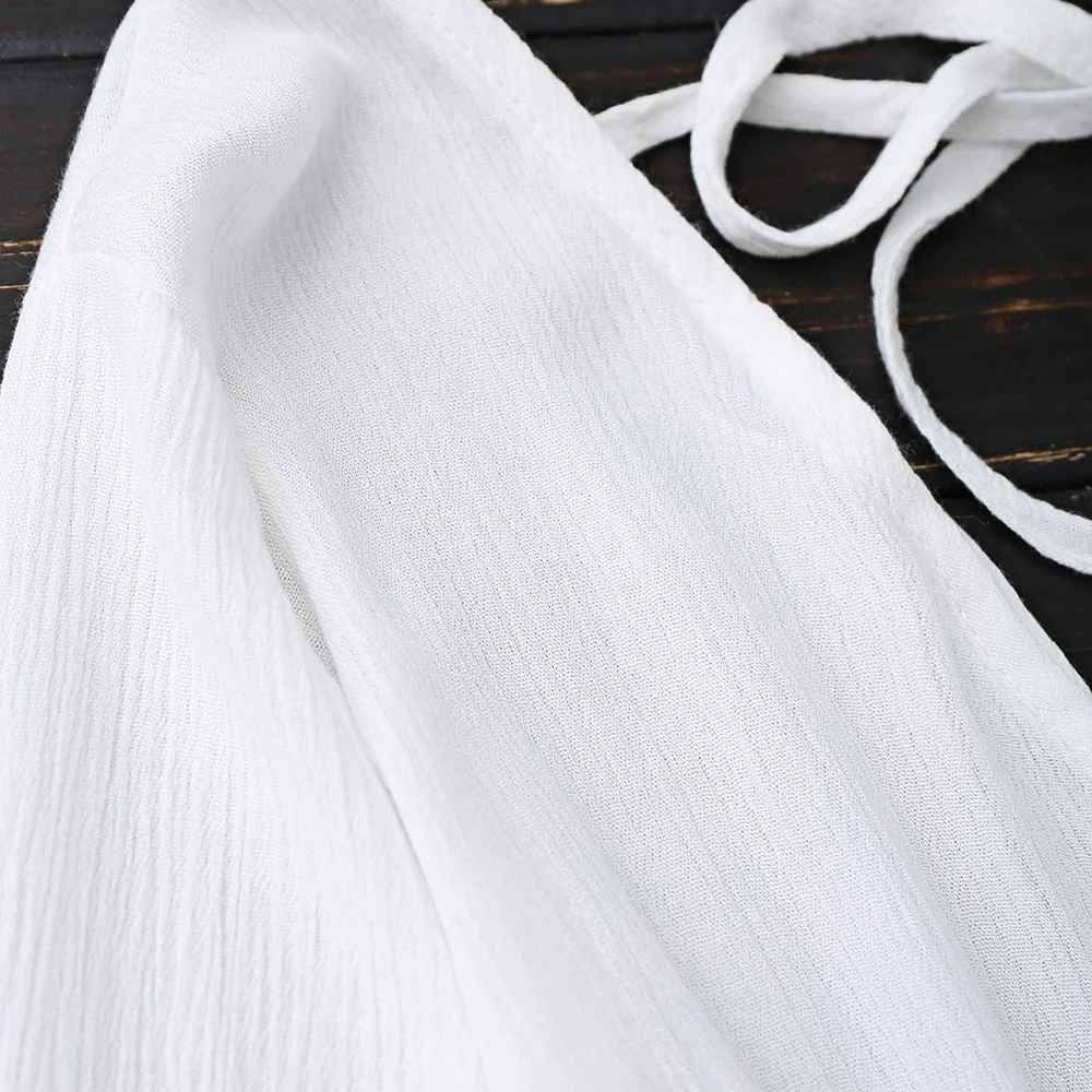 ZAFUL Low Back Plunge Linen Cover Up Romper Women Bikini Beach Dress Female Swimsuit Beachwear Bathing Suit Ups |