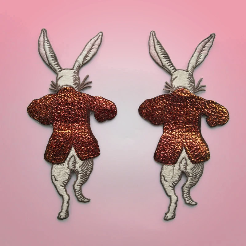 2 шт./лот аппликация в виде кролика вышитые нашивки милых животных для одежды
