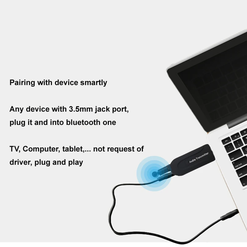 4.1 Bluetooth Wireless Audio Transmitter AUX 3.5 MM Plug And Play Micro USB 5V/0.5A Enable TV Computer With Funtion | Электроника