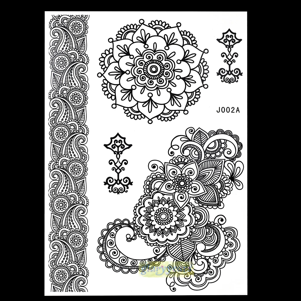 1 шт. модная вспышка Нетоксичная Татуировка хна для женщин черный цветок