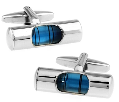 

New Design Factory Price Retail Men's Cufflinks Copper Material Blue Colour Water column Design Enamel Cuff Links Free Shipping