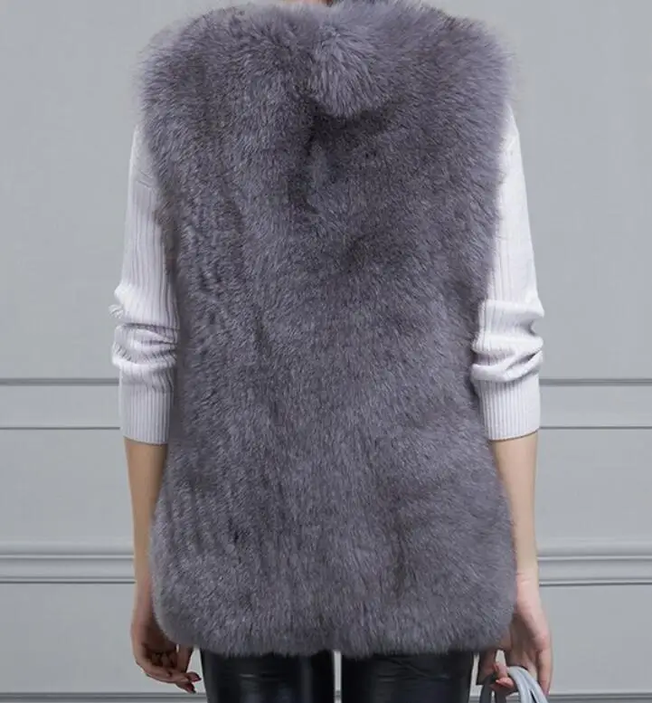 Женский Длинный жилет с имитацией меха большие размеры | Женская одежда