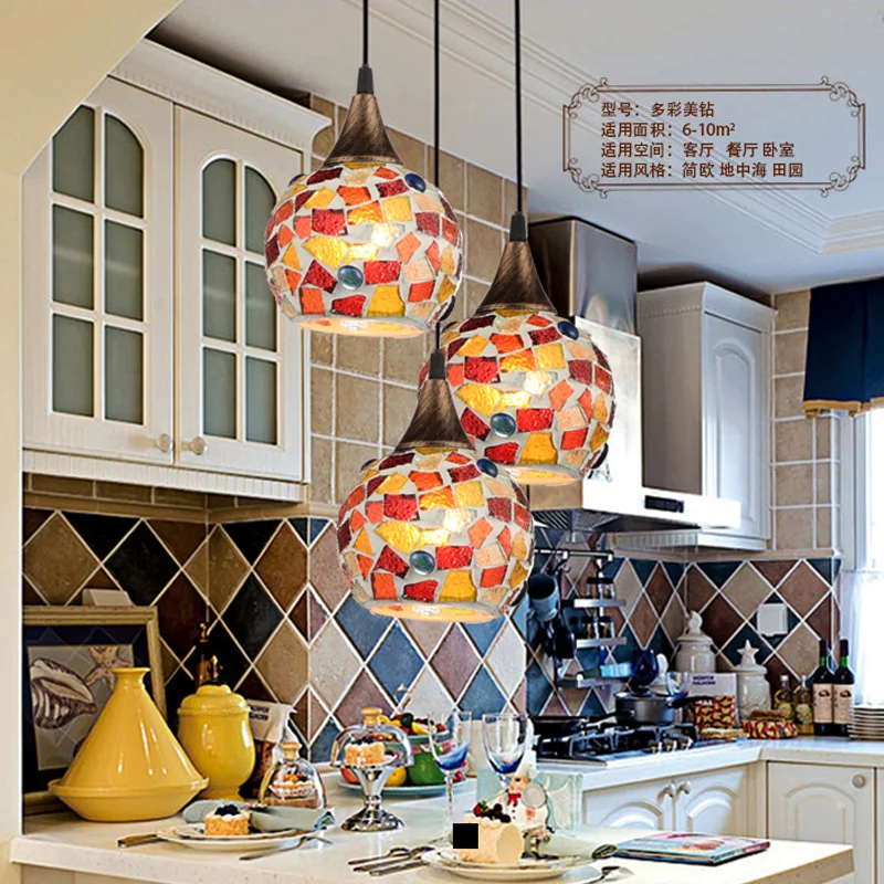 Современные Tiffany LED красочные стеклянные подвесные светильники lustres для столовой