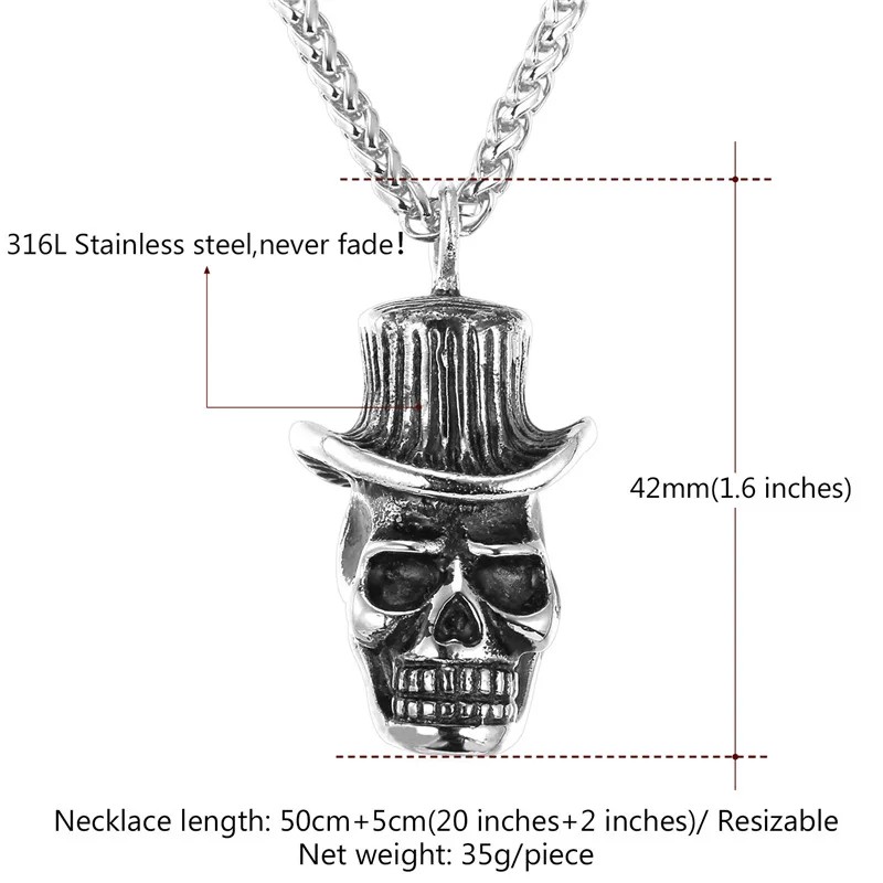 Цепочка из нержавеющей стали/золотого цвета для мужчин подвеска в виде скелета
