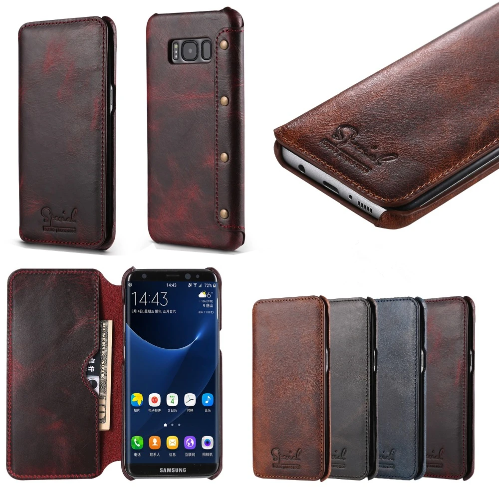 Чехол книжка из натуральной кожи для Samsung Galaxy S8 S8Plus 5 8 дюйма чехол с держателем