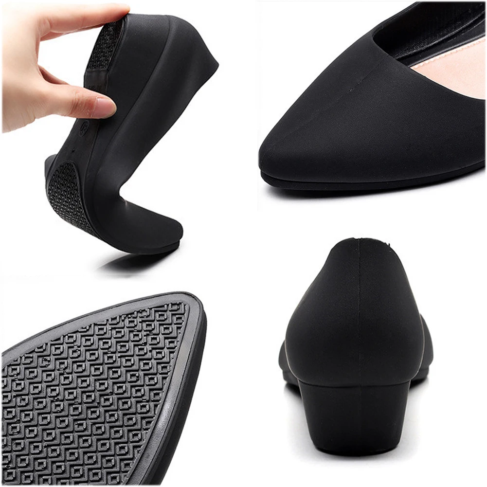 Женские тонкие туфли с острым закрытым носком Простые женские на танкетке