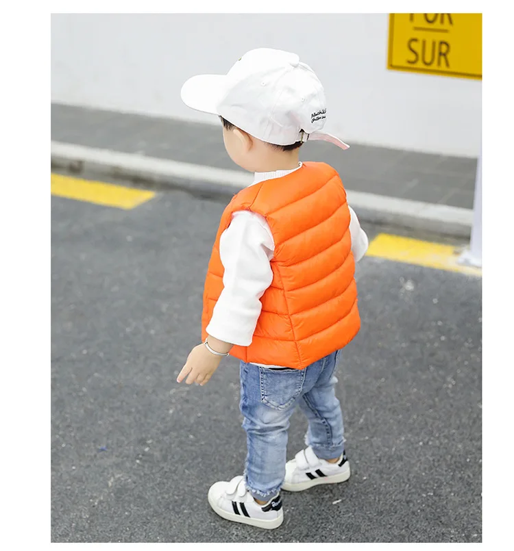 Autumn Winter Waistcoat Boys Girls Baby Coats Child Children Clothes Baby Down Jacket Kids Warm Stand Collar Down Vest