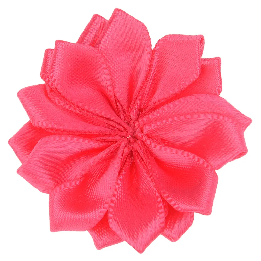 Hot Pink 20 шт., 4 см., атласные цветы для волос, сделай сам, модный аксессуар, букет, аксессуары для волос, розетка, острый, без банта, без заколки для волос - Цвет: Hot Pink