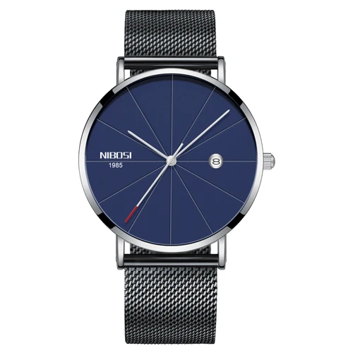 Black Blue Milanese NIBOSI часы мужские унисекс Стиль часы Для мужчин и Для женщин смотреть Luxury известный Топ Брендовое платье модные часы Кварцевые наручные часы с Миланского группа часы женские - Цвет: Black Blue Milanese