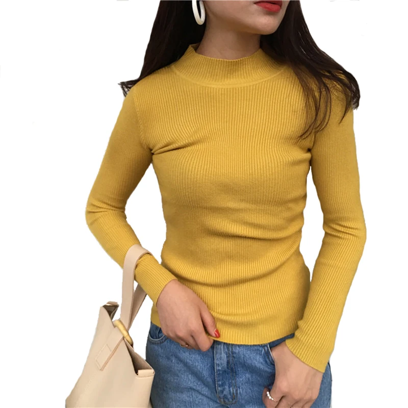 Autumn Winter Women Pullovers Sweater Knitted Elasticity Casual Jumper Fashion Slim Turtleneck Warm Female Sweaters | Женская одежда