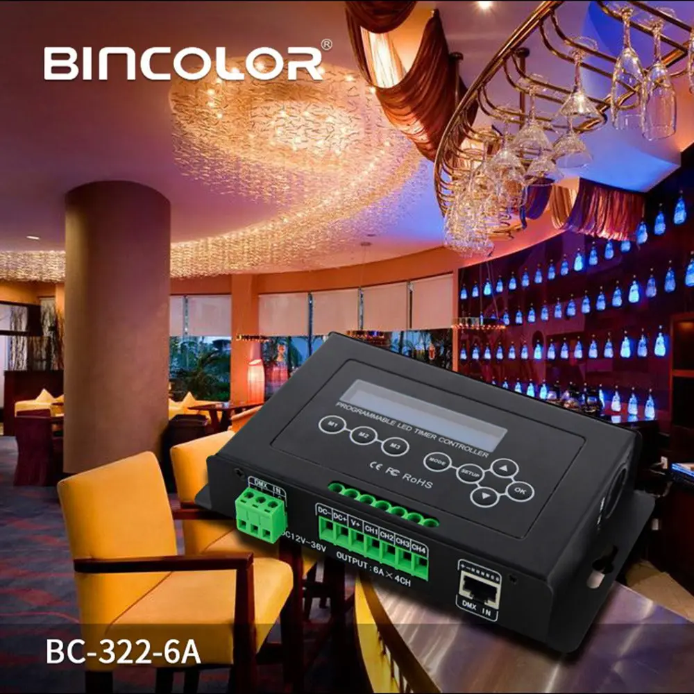 DMX 512 вход программируемый таймер светодиодный диммер контроллер аквариума светодиодный Srip световой контроллер BC-322-6A DC12V-36V