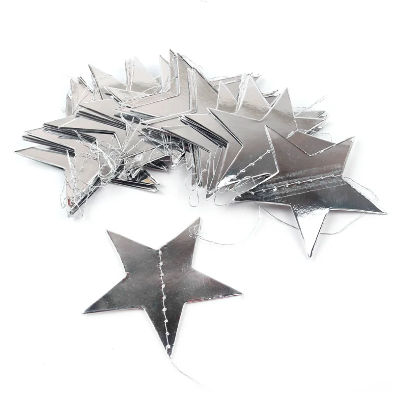 Mirror silver FENGRISE крафт бумага звезда гирлянды с баннерами цепочка баннер 4 метра свадьба день рождения, детский душ висячие украшения - Цвет: Mirror silver