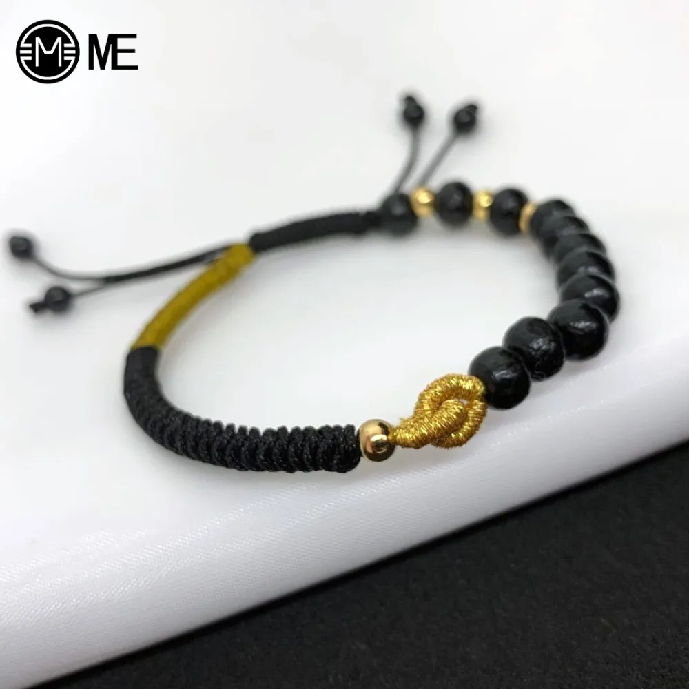 MIVE новый дизайн мода деревянный браслет ручной работы черный узел веревки