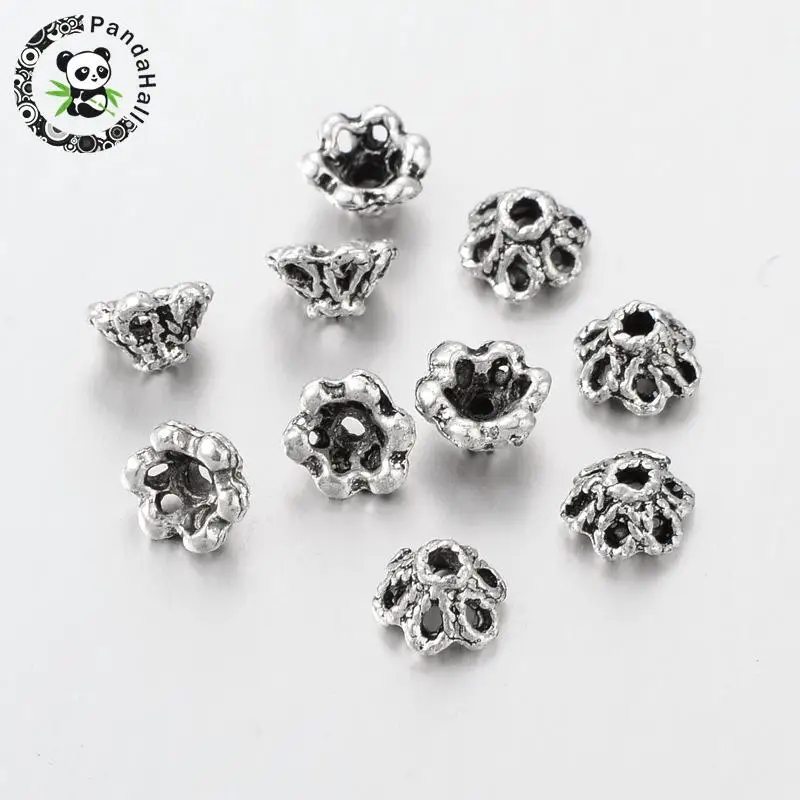 

Аксессуары для бусин, тибетское серебро, без свинца и кадмия, диаметр около 6,5 мм, отверстие: 1 мм