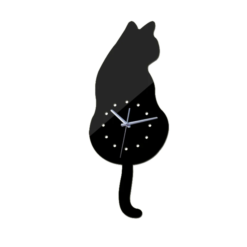 new sale diy wall clock cat quartz watch clocks acrylic mirror sticker home decoration living room still life stickers|Настенные часы| |