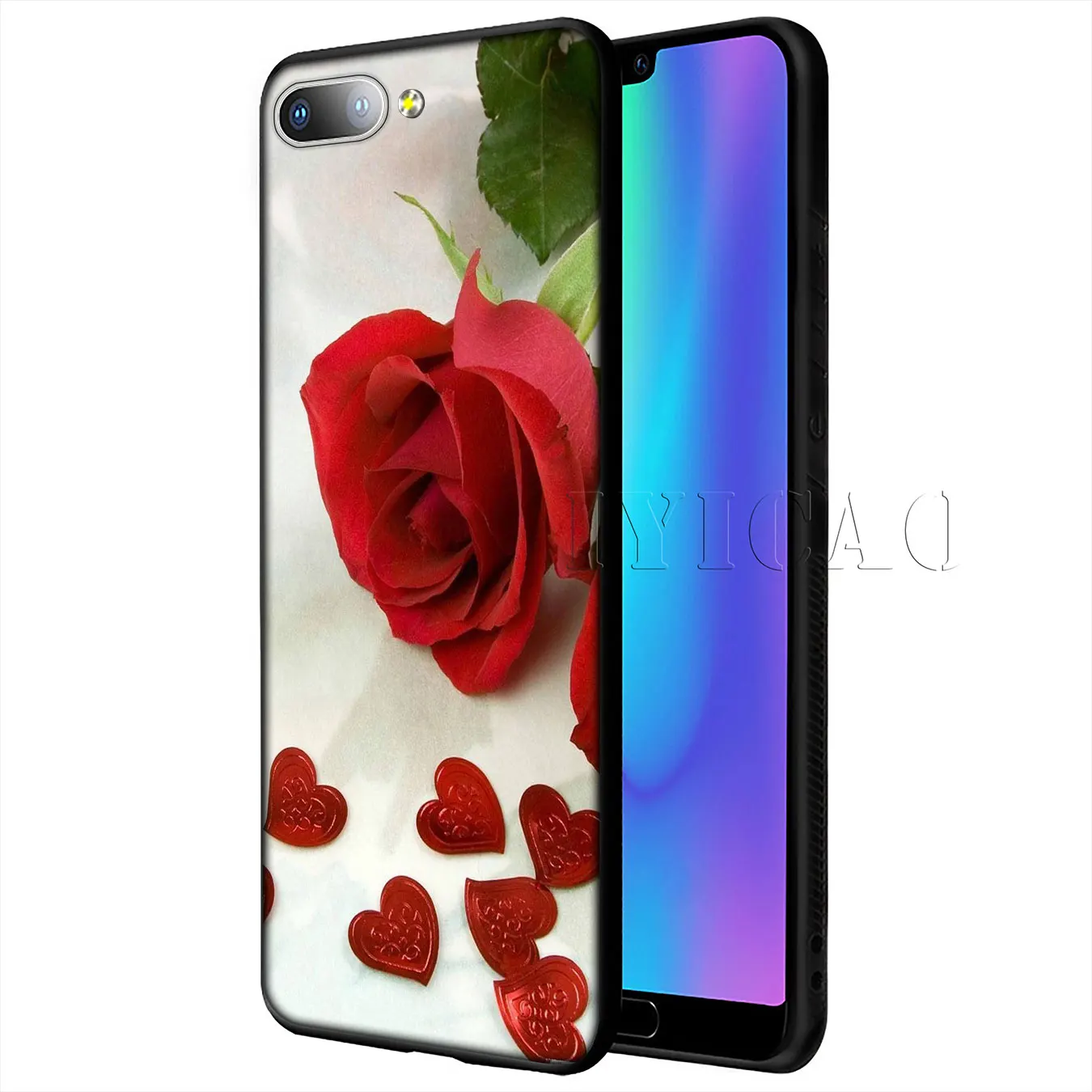 Мягкий силиконовый чехол IYICAO Red Rose Power Girl Marble для Huawei Y9 Y7 Y6 Prime 2019 Honor 20 8C 8X 8 9 9X 10 Lite 7C