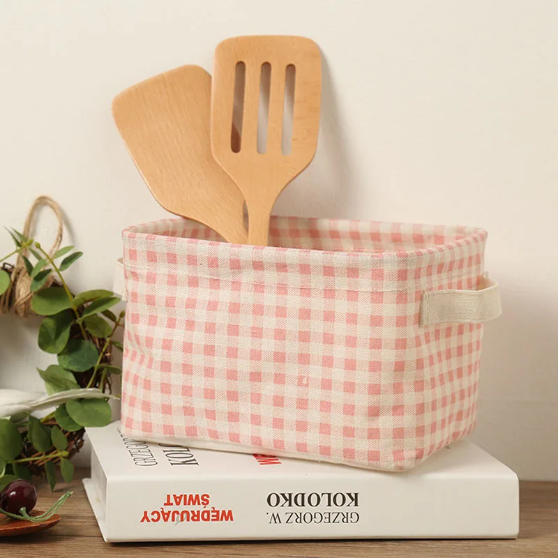 1 шт. корзина для хранения из хлопка и льна контейнер косметики Настольный пульт