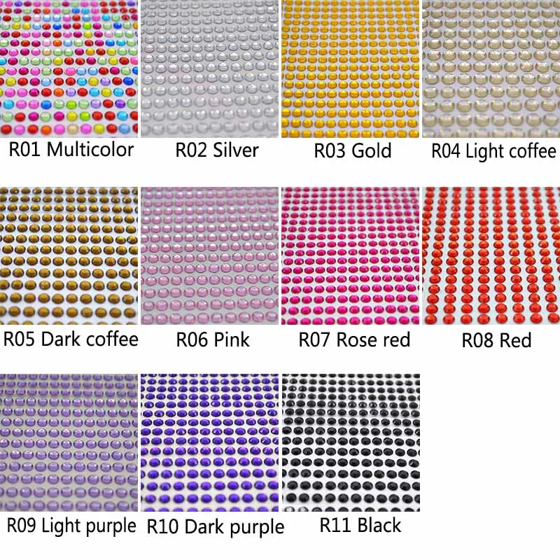 646 шт/лист 5 мм кристалл горный хрусталь самоклеющиеся наклейки