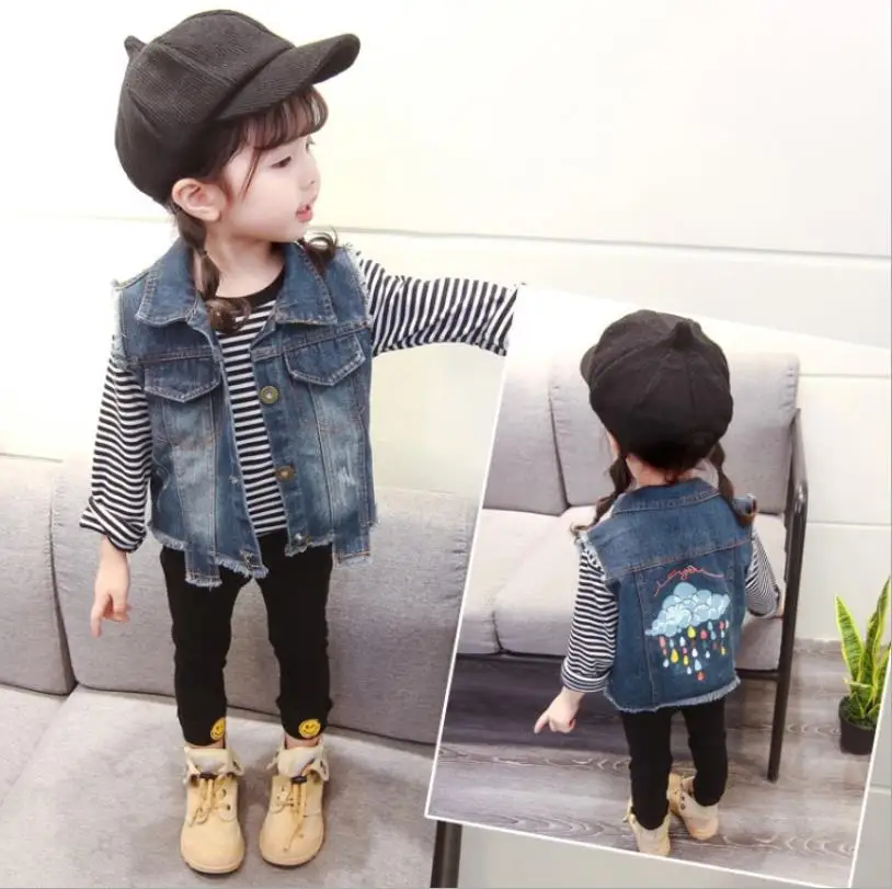 Джинсовая Верхняя одежда для маленьких девочек коллекция 2019 года сезон