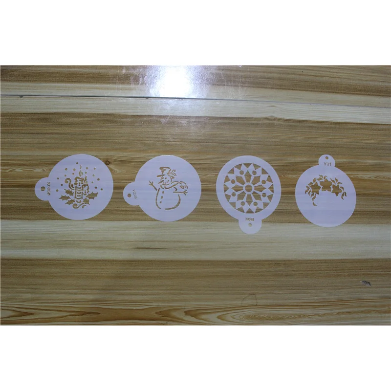 4 шт./компл. Снеговик Рождество дерево торт Кофе шаблон печати трафарет помады DIY