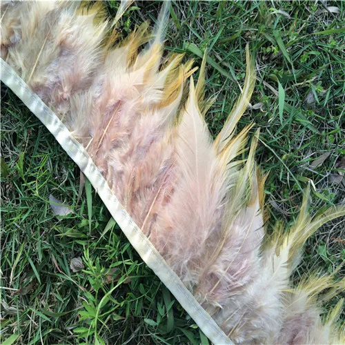 wholesale10meters/лот 9-15 см Mixcolor Барсук Седло Довольно наряд из павлиньих перьев/бахрома для тканевые аксессуары DIY - Цвет: Золотистый
