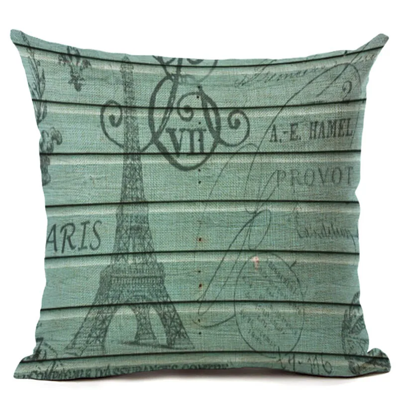 Fashion High Quality Cotton Linen Retro France Paris Eiffel Tower Car Decorative Throw Pillow Case Cushion Cover Sofa Home Decor | Дом и сад