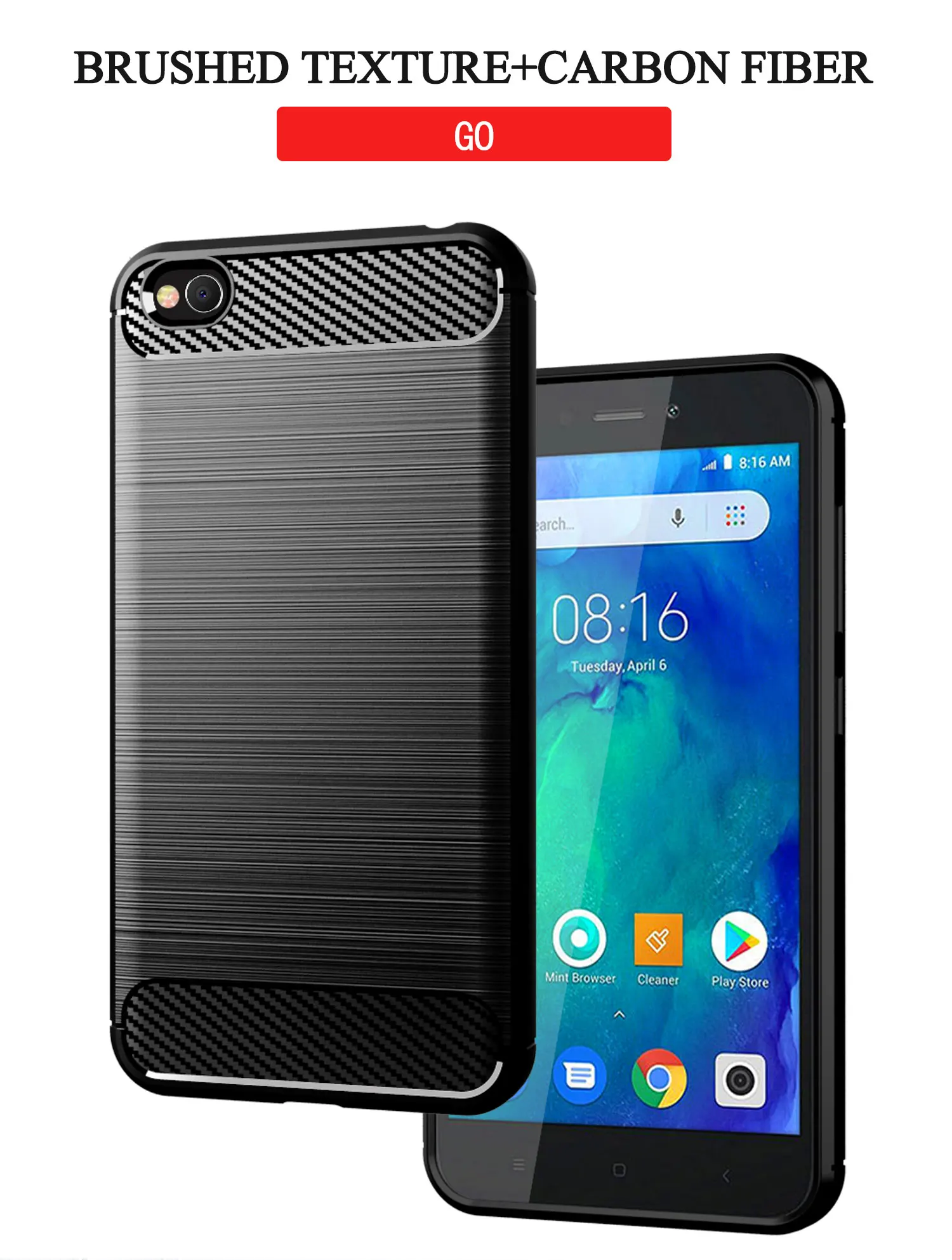 Для Xiaomi Redmi Go чехол Роскошный из углеродного волокна ТПУ силиконовый мягкий