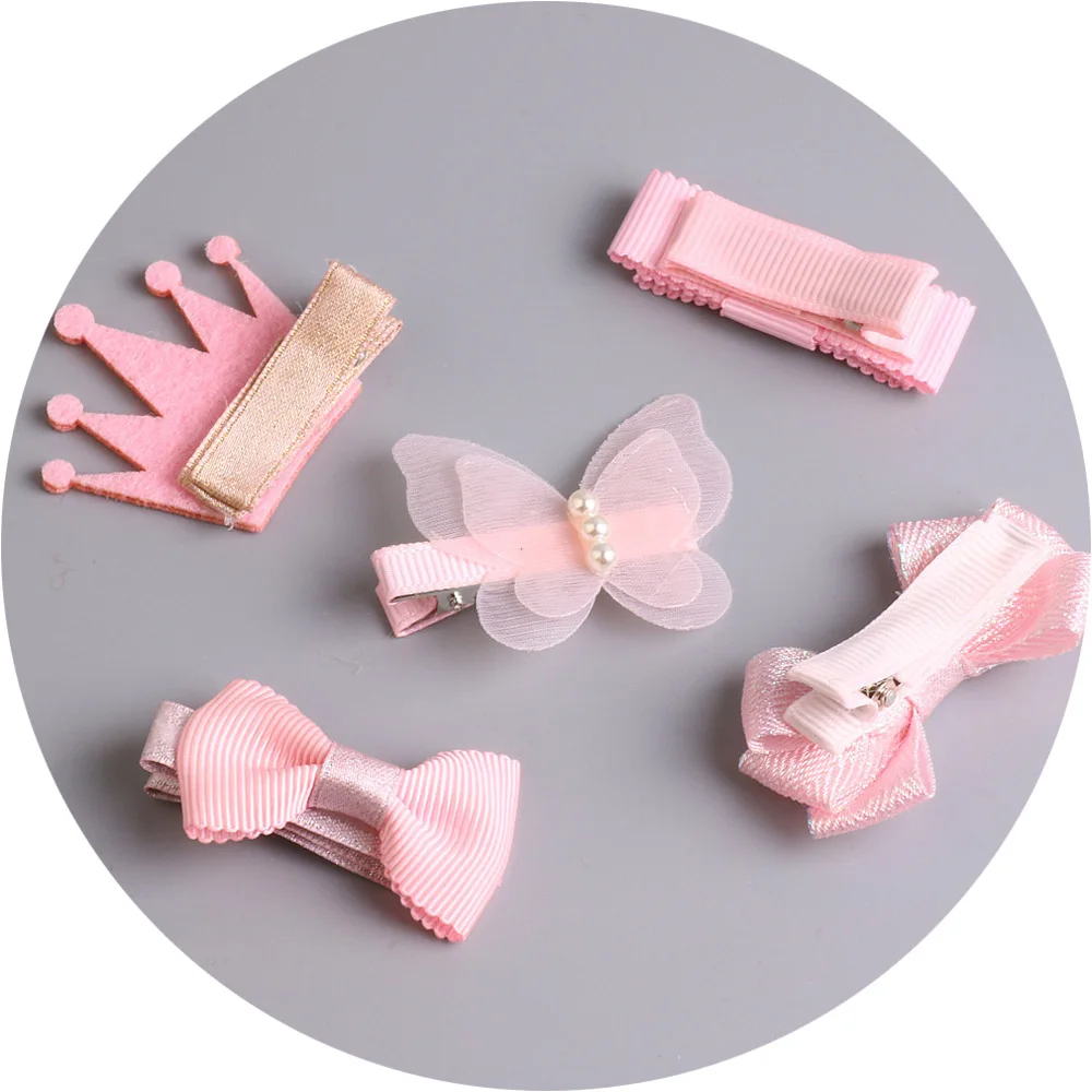 1 Set Hair Accessories Clips for Girls Flower Mini Barrettes Princess Ribbon Hairbows Handmade Hairpin Hairgrips Kids | Детская одежда