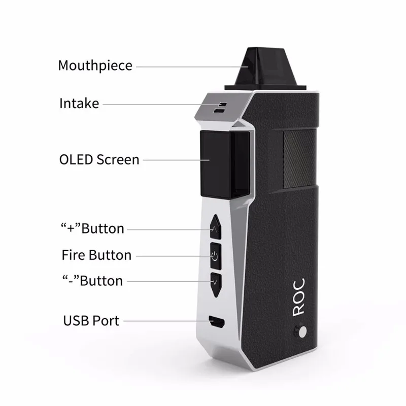 Roc box портативный испаритель для сухих трав электронная сигарета 2200 мач батарея