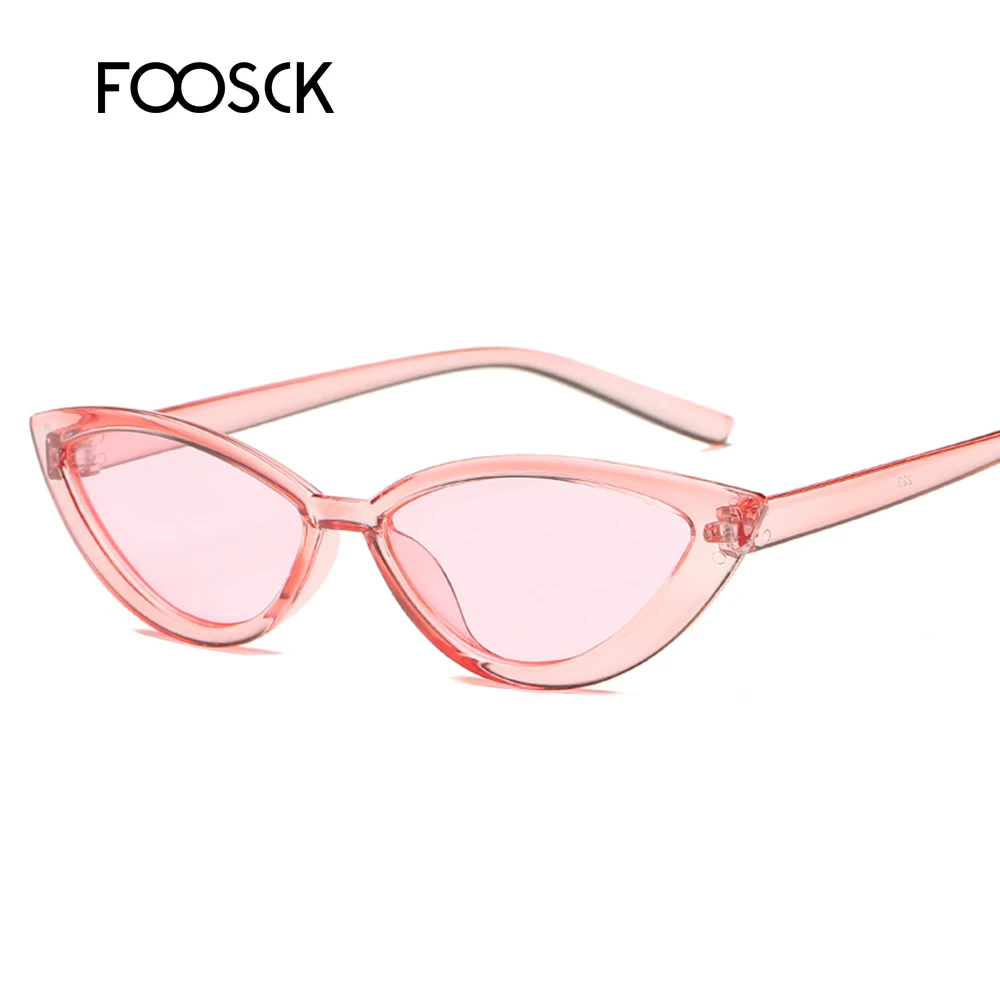 FOOSCK, новинка, маленькие женские сексуальные солнцезащитные очки кошачий глаз, женские модные брендовые винтажные Ретро солнцезащитные очки, UV400, Gafas Oculos De Sol Feminino - Цвет линз: C3Pink