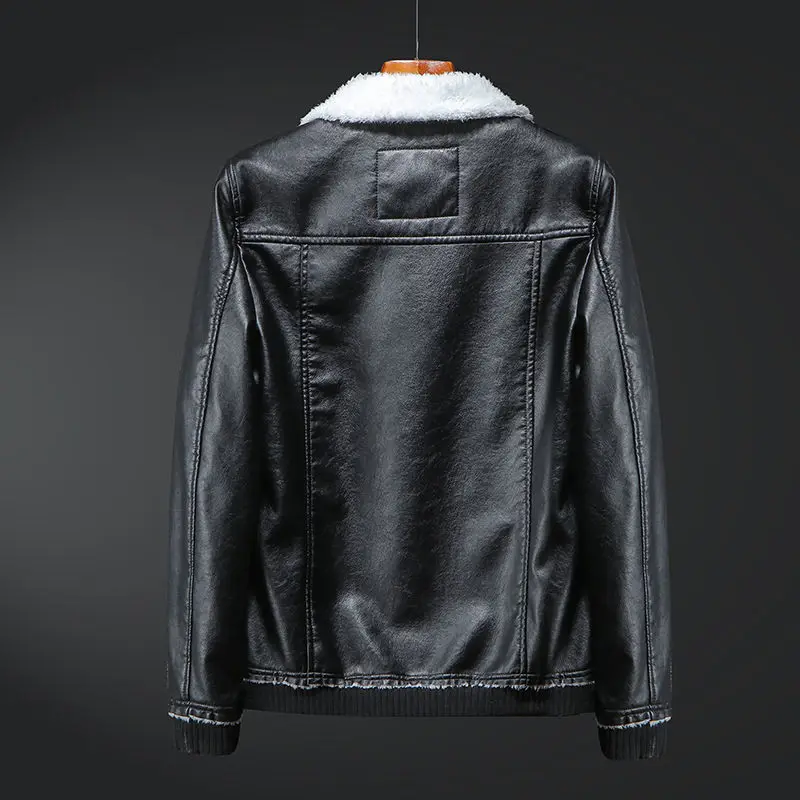 Мужская повседневная куртка из искусственной кожи Толстая теплая уличная