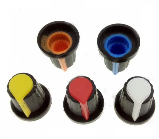 50pcs WH148 Blue Red Yellow Orange White Plastic Nonslip 6mm Shaft Potentiometer Knobs 15X17mm AG2 | Обустройство дома