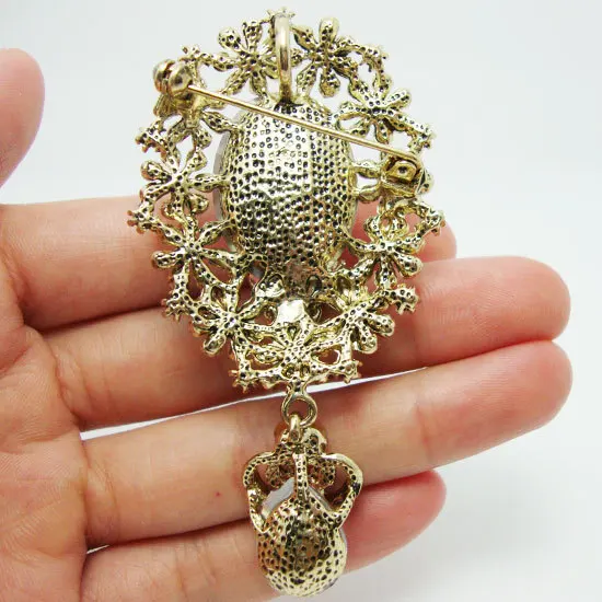 Модный очаровательный розовый кристалл капельки маленький цветок кулон золотой