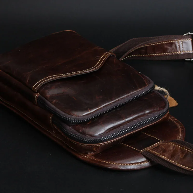 Мужская повседневная сумка через плечо из натуральной кожи с масляным воском