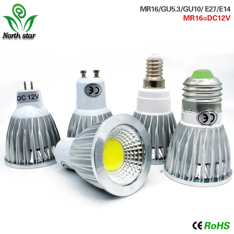 E27 e14 Светодиодный светильник с регулируемой яркостью MR16 DC12V светодиодный 9 Вт 12 15