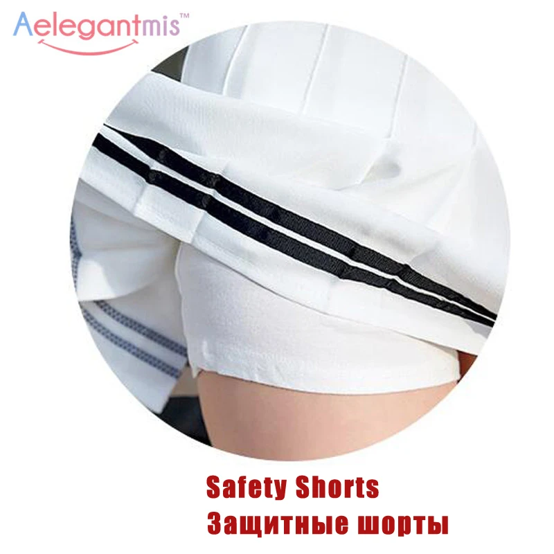 Aelegantmis, милая плиссированная юбка, для женщин, элегантный дизайн, мини юбка с высокой талией, для девочек, винтажная, черная, белая, милая, школьная форма, юбки