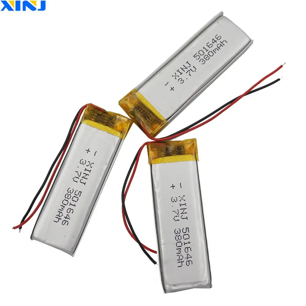 XINJ 3 шт. 7 в 380 мАч полимерная литиевая батарея Lipo Cell 501646 для наушников Bluetooth динамик