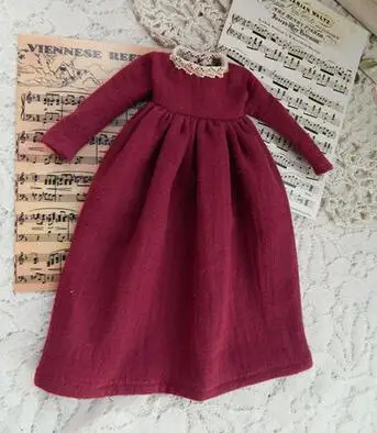 wine red Новинка, длинное платье в стиле Mori, Одежда для куклы Blyth, юбка blyth, Azone Licca Pullip 1/6, кукольная одежда, аксессуары - Цвет: wine red