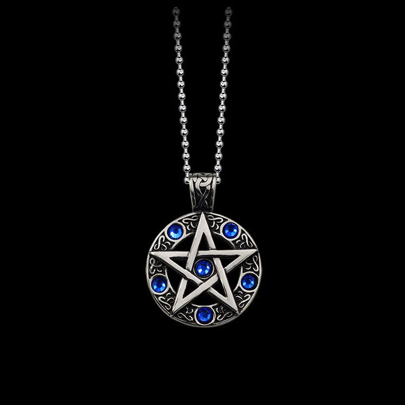 Тигр Тотем синий и красный цвета циркон Пентаграмма Круг Кулон позолоченный