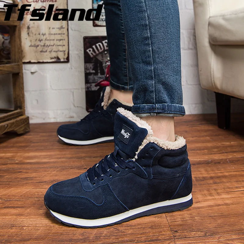 Женские и мужские теплые зимние ботинки из флока плюшевые ботильоны зимняя обувь