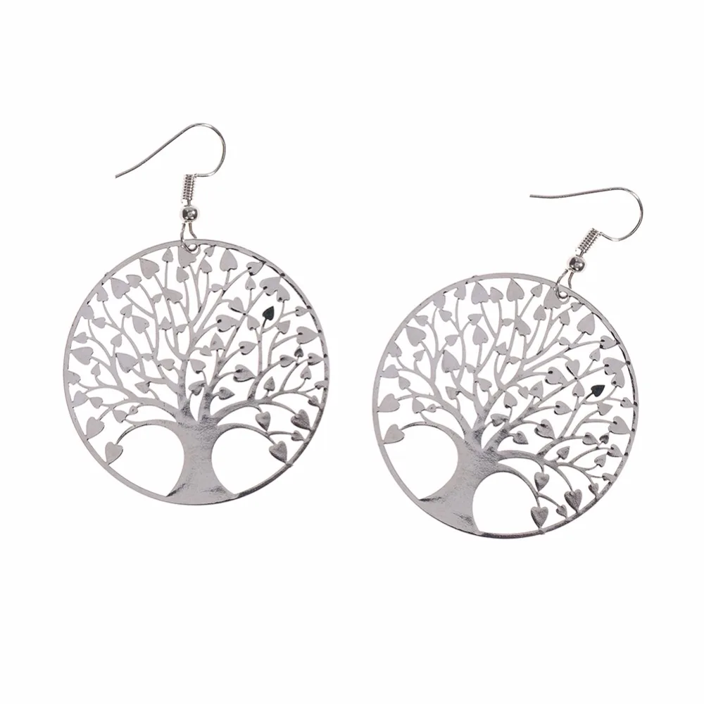 Pinksee модная свисающая серьга с деревом жизни и Цветок Кулон Винтаж для женщин Jewelry