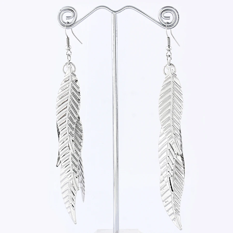 Висячие длинные серьги с золотыми листьями для женщин аксессуары простые
